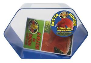 Zoo Med Betta Hex Tank 1-Gallon Hexagon Blue w Guide & Condtnr FAST SHIP! T8