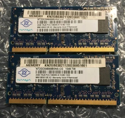 2 X Nanya 2GB DIMM 1333 MHz PC3-10600 DDR3 SDRAM Memory (NT2GC64B88B0NF-CG) - Image 1 of 2
