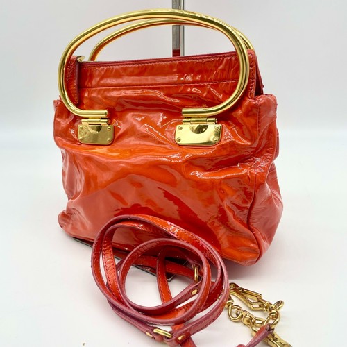 Borsa a mano Miu Miu 2 vie tracolla rossa vernice pelle 186 archivio Y2K autentica