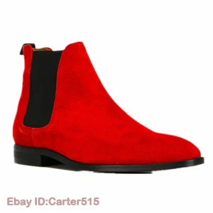 Botas al tobillo Occident Pull On para hombre punta real gamuza cuero zapatos 9 - Imagen 1 de 15
