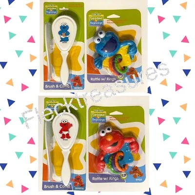 Cepillo de pelo suave peine y sonajero Sesame Street Baby Shower Elmo o Cookie Monster  Foto 1 de 4