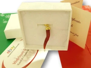 Pendant in Italian of Coral Horn and 18k 750 Gemstone Natural Gold Cornicello - Picture 1 of 3