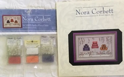 Nora Corbett Garden Party Cakes Cross Stitch Pattern & Embellishment Pack NC182 - Image 1 of 4