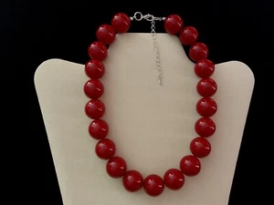 Grob dunkelrot/burgund Perlen verstellbar Halsband Halskette - Bild 1 von 5