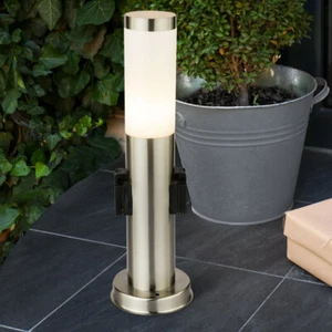 Edelstahl Außen Steh Lampe Steck Dose Stromverteiler Säule Garten Edelstahl Hof - Bild 1 von 7