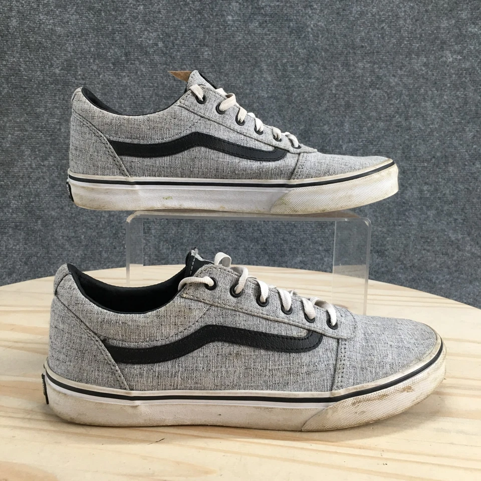 Vans Zapatos Juveniles 7 Barras Tenis Gris Lona Con Cordones Parte Superior Baja Informal Plano 500714 Foto 1 de 4