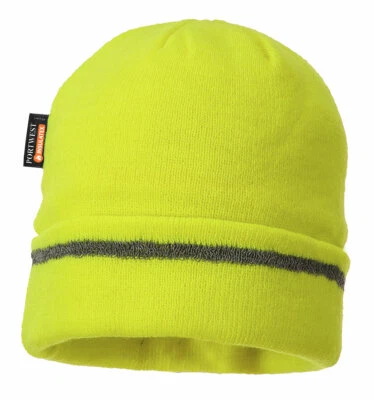 Portwest B023 Reflective Trim Outdoor Work Knit Beanie Hat with Insulatex Lining - Image 1 of 4
