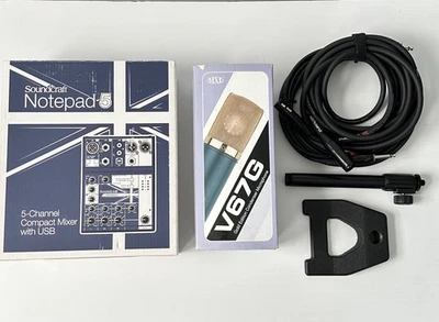 MXL V67G PRO RECORDING STUDIO MICROPHONE  + SOUNDCRAFT NOTEPAD-5 MIXER + CABLES - Image 1 of 4