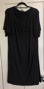 Jaeger Chic Black Jersey V Neck T Shirt Dress Size XL 16 18 Holiday - Picture 1 of 8