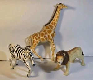 Lot of 3 1990 Playskool Safari Zoo Jungle Animals  Zebra Lion Giraffe - Picture 1 of 11