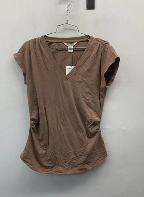 Camiseta Top Athleta Para Mujer Marrón Salida Manga Acanalada Cuello en V Talla M Nueva con Etiquetas Foto 1 de 4