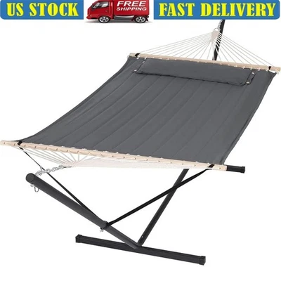 Freestanding Hammock W/ Portable Stand Comfortable Polyester Heavy Duty Design - Image 1 of 4