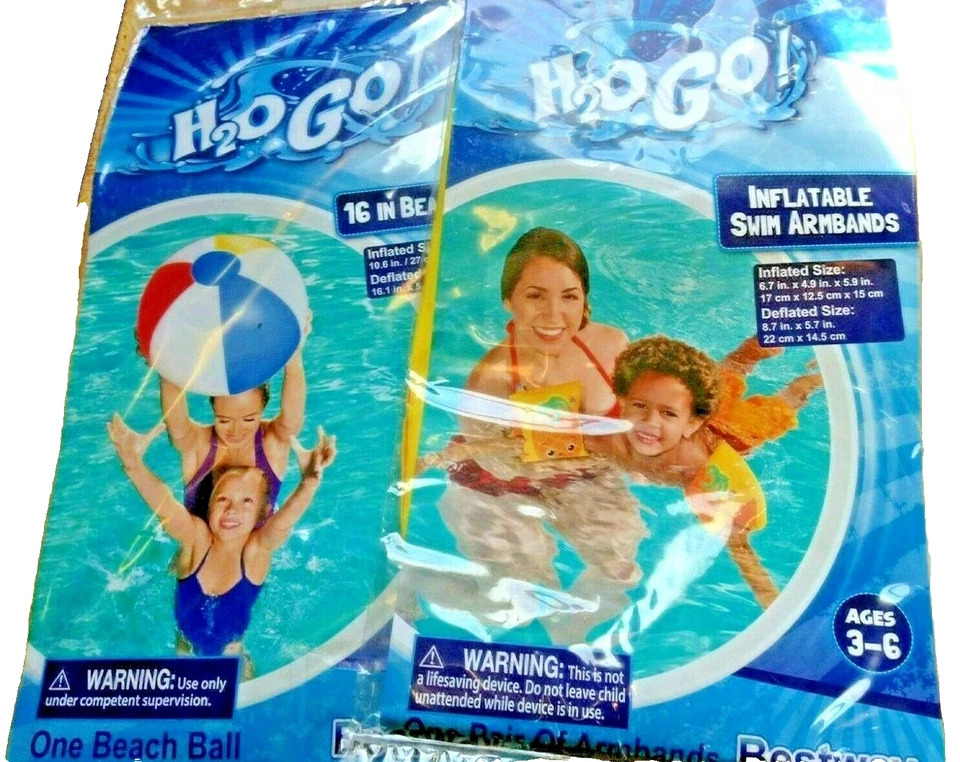 Inflatable Dolphin Swim Armbands Kids Ages 3-6 Bestway H2O GO Swimming .