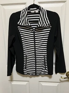 Chico’s Zenergy Women’s 1 (M) Zip Stripe Knit Jacket - Picture 1 of 10
