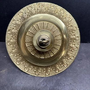 VINTAGE OVERSIZED 7” INCH CAST BRASS CEILING CANOPY WITH SOLID BRASS LOOP 3/8IPS - Picture 1 of 13