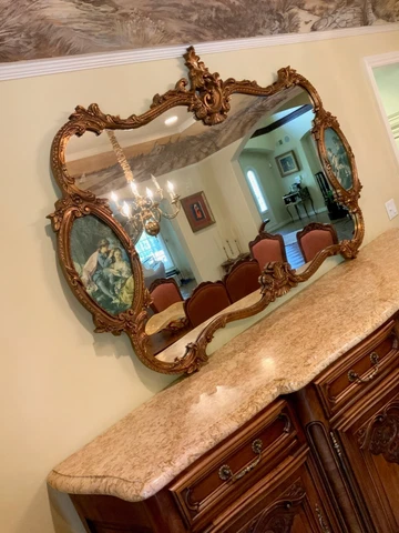 🦊Auth ANTique Vintage FrenCH Ornate BRonze LarGE enchanting MiRRor Cover
