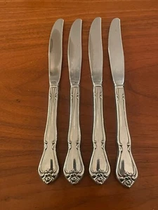 4 1881 Rogers Oneida Edelstahl True Rose Arbor Rose DINNER MESSER - Bild 1 von 2