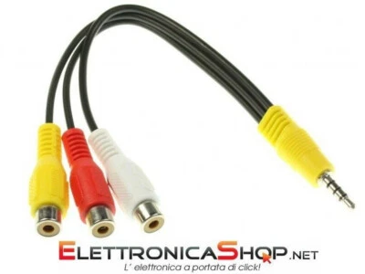 Cavo adattatore audio video Stereo AV 3 RCA femmina a Jack 3.5 mm stereo