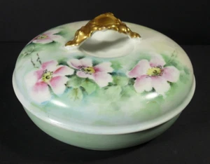 Antique Jean Pouyat J.P.L. Limoges Apple Blossoms Covered Candy Dish France - Picture 1 of 12