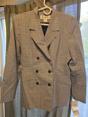 Blazer pata de gallo blanco y negro vintage años 80-90 talla 10 para mujer nuevo con etiquetas  Foto 1 de 4