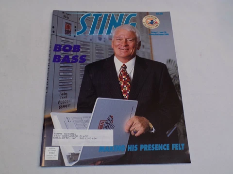 Charlotte Hornets Sting Magazine Sept 1995 Bob Bass Honey Bees Hugo Poster NBA + Cover
