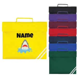 Personalised Shark Book Bag Name Custom Kids Girls Boys Reading School Bag - Picture 1 of 9