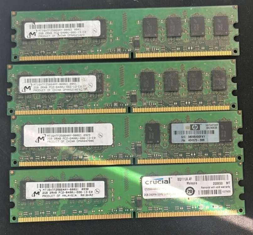 4X Micron MT16HTF25664AZ-800H1 2Gb Desktop Memory RAM - Image 1 of 1