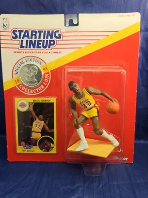 Vintage 1991 Starting Lineup Magic Johnson #32 Los Angeles Lakers w/ Card Coin - Image 1 of 4