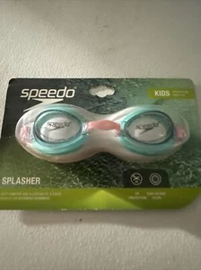 Speedo Splasher Goggles UV Protection Easy Adjust Clip Kids 3-8 Seafoam/clear/pk - Picture 1 of 6