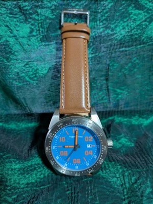 NUEVO HOT MORPHIC M63 Series esfera azul correa de cuero negro reloj para hombres 6306 Foto 1 de 2