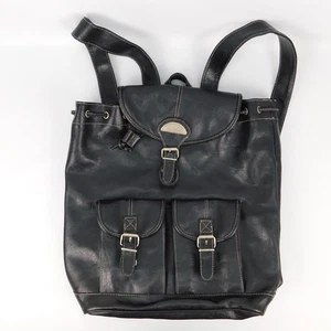 Mochila Mochila De Colección Pacific Connections Cuero Genuino Negra Viaje 12" x 15" - Imagen 1 de 24