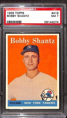1958 TOPPS #419 Bobby Shantz PSA 7 NM 09144074  - Image 1 of 3