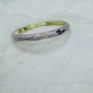 Purple Flower Enamel Cloisonne Bracelet Bangle - Picture 1 of 7