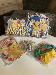 Pokemon Pikachu Birthday Party Supplies Banner Cake & Cupcake Toppers && - Picture 1 of 6