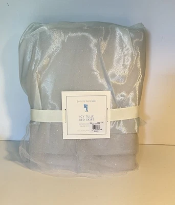 NUEVA-DOBLE Falda de Cama Pottery Barn Niños, Tul Helado/Organza, Gris Plateado Brillante Foto 1 de 4