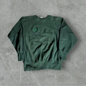 Vintage Champion Reverse Weave Sweatshirt Mens XL Green 90s Spellout Made In USA - Picture 1 of 6
