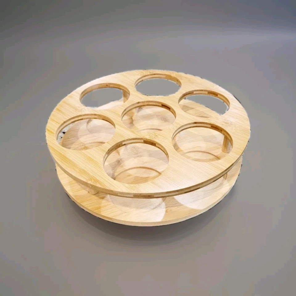 Jarabe de café natural de bambú para 7 botellas organizador de vidrio LAZY SUSAN almacenamiento giratorio Foto 1 de 2