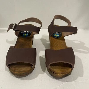 Damen-Clogs Svensk braun Leder Absatz Größe 8,5 US! - Bild 1 von 6