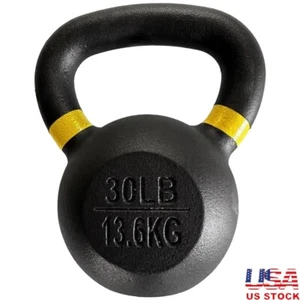 Cast Iron Kettlebell 30lbs Single Heavy Weight Exercise Solid Grip Fitness Tool - Picture 1 of 5