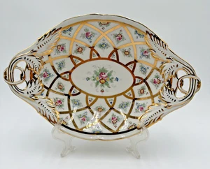 Antique French Porcelain Oval & Deep Platter Gilded Hand Painted Floral Signed - Picture 1 of 24