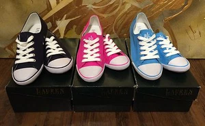 LAUREN BY RALPH LAUREN POLLY NEON PINK CANVAS SNEAKERS TRAINERS SIZE UK 3.5 - Picture 1 of 4