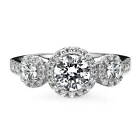 BERRICLE Sterling Silver 3-Stone Round CZ Cocktail Engagement Promise Ring