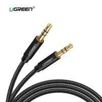 Cable audio estereo mini Jack 3,5mm doble macho auxiliar nylon UGREEN negro