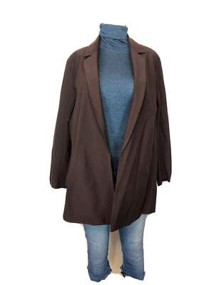 Abrigo Blazer Eileen Fisher Elastizado Frente Abierto Mujer Talla L Chaqueta Marrón Con Bolsillo Foto 1 de 4