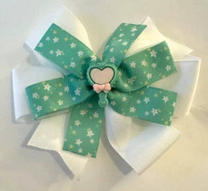 Beautiful Green and Pink Hand Mirror inspired hair bow for girls. - Picture 1 of 3