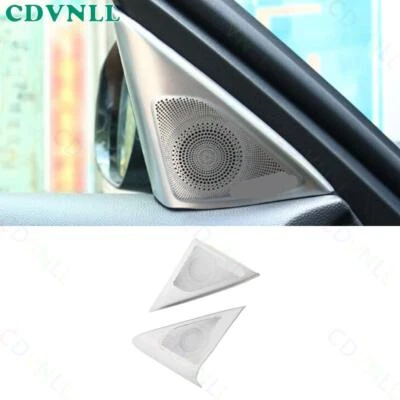 Cubierta de marco de altavoz de pilar delantero de acero plateado 2X para Infiniti Q70 2014-2019 Foto 1 de 4