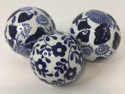 Набор (3) синий и белый фарфор декоративный ковер мячи * читать - Изображение 1 из 2