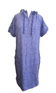 Carre Noir Women Purple Casual Hooded Dress Large Swim Coverup Sweatsuit - Picture 1 of 11