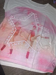 justice sz 14 dance ballet shirt pink white - Picture 1 of 6