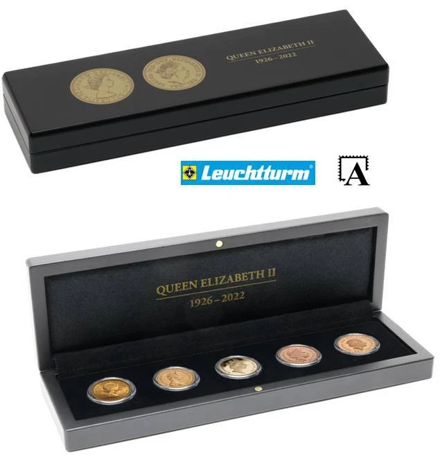 Leuchtturm Münzetui Volterra f. 5x Sovereign Queen Elizabeth II